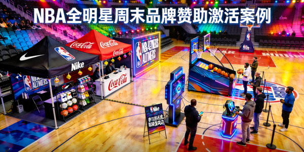 NBA全明星周末品牌赞助激活案例 - 球场边的品牌展示与互动区